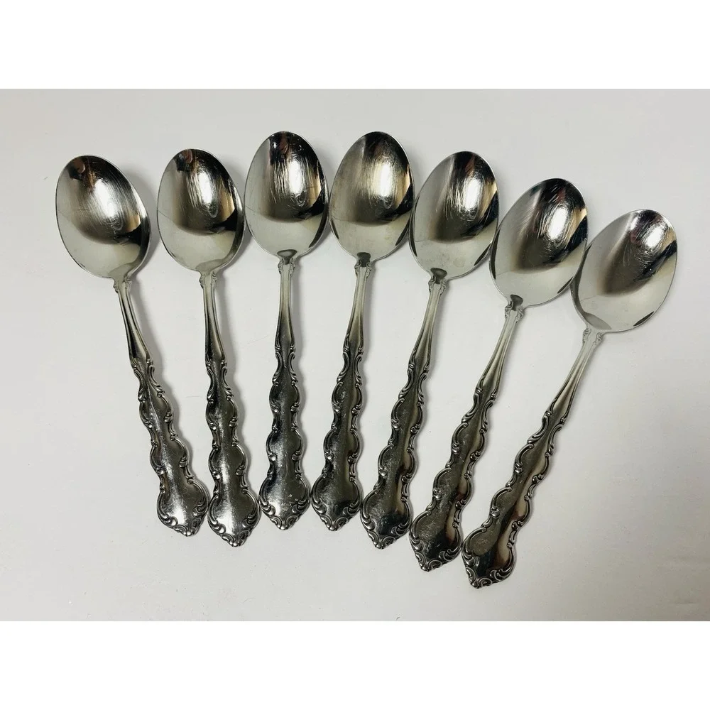 7 Place Oval Soup Spoons Oneida Deluxe MOZART Stainless 6 3/4
